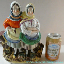 Load image into Gallery viewer, Antique Victorian Pottery Figurine of Two Scottish Newhaven Fishwives; c 1860
