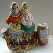Load image into Gallery viewer, Antique Victorian Pottery Figurine of Two Scottish Newhaven Fishwives; c 1860
