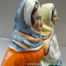 Load image into Gallery viewer, Antique Victorian Pottery Figurine of Two Scottish Newhaven Fishwives; c 1860

