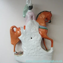 Load image into Gallery viewer, Equestrian Figurines. 1860s Staffordshire Pottery. Pair Edward VII and Princess Alexandra
