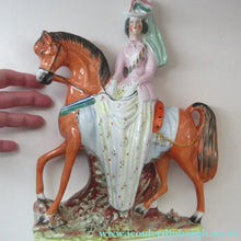Load image into Gallery viewer, Equestrian Figurines. 1860s Staffordshire Pottery. Pair Edward VII and Princess Alexandra
