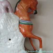 Load image into Gallery viewer, Equestrian Figurines. 1860s Staffordshire Pottery. Pair Edward VII and Princess Alexandra
