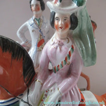 Load image into Gallery viewer, Equestrian Figurines. 1860s Staffordshire Pottery. Pair Edward VII and Princess Alexandra
