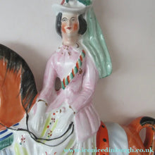 Load image into Gallery viewer, Equestrian Figurines. 1860s Staffordshire Pottery. Pair Edward VII and Princess Alexandra
