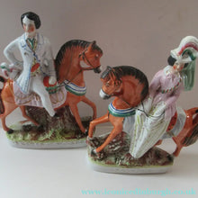 Load image into Gallery viewer, Equestrian Figurines. 1860s Staffordshire Pottery. Pair Edward VII and Princess Alexandra
