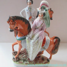 Load image into Gallery viewer, Equestrian Figurines. 1860s Staffordshire Pottery. Pair Edward VII and Princess Alexandra
