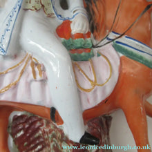 Load image into Gallery viewer, Equestrian Figurines. 1860s Staffordshire Pottery. Pair Edward VII and Princess Alexandra

