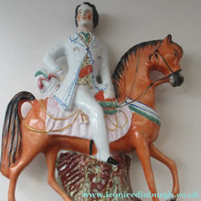 Load image into Gallery viewer, Equestrian Figurines. 1860s Staffordshire Pottery. Pair Edward VII and Princess Alexandra
