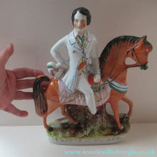 Load image into Gallery viewer, Equestrian Figurines. 1860s Staffordshire Pottery. Pair Edward VII and Princess Alexandra
