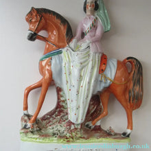 Load image into Gallery viewer, Equestrian Figurines. 1860s Staffordshire Pottery. Pair Edward VII and Princess Alexandra
