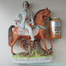 Load image into Gallery viewer, Equestrian Figurines. 1860s Staffordshire Pottery. Pair Edward VII and Princess Alexandra
