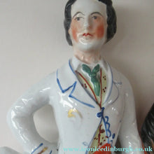 Load image into Gallery viewer, Equestrian Figurines. 1860s Staffordshire Pottery. Pair Edward VII and Princess Alexandra
