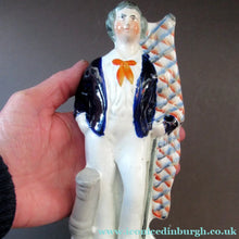 Load image into Gallery viewer, 1860s Staffordshire Flatback Figurine Crimean Sailor with Flag and Canon
