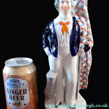Load image into Gallery viewer, 1860s Staffordshire Flatback Figurine Crimean Sailor with Flag and Canon
