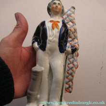 Load image into Gallery viewer, 1860s Staffordshire Flatback Figurine Crimean Sailor with Flag and Canon
