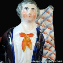 Load image into Gallery viewer, 1860s Staffordshire Flatback Figurine Crimean Sailor with Flag and Canon
