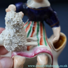 Load image into Gallery viewer, ANTIQUE Victorian 1860s Staffordshire Spill Vase Featuring a Little Boy with a Little Poodle on his Lap
