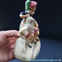 Load image into Gallery viewer, ANTIQUE Victorian 1860s Staffordshire Spill Vase Featuring a Little Boy with a Little Poodle on his Lap
