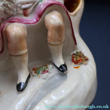 Load image into Gallery viewer, ANTIQUE Victorian 1860s Staffordshire Spill Vase Featuring a Little Boy with a Little Poodle on his Lap
