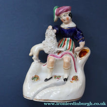 Load image into Gallery viewer, ANTIQUE Victorian 1860s Staffordshire Spill Vase Featuring a Little Boy with a Little Poodle on his Lap
