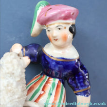 Load image into Gallery viewer, ANTIQUE Victorian 1860s Staffordshire Spill Vase Featuring a Little Boy with a Little Poodle on his Lap
