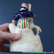 Load image into Gallery viewer, ANTIQUE Victorian 1860s Staffordshire Spill Vase Featuring a Little Boy with a Little Poodle on his Lap
