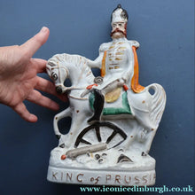 Load image into Gallery viewer, Rarer 1870s Historical Staffordshire Figurine: William I, King of Prussia on Horseback
