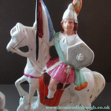 Load image into Gallery viewer, Genuine ANTIQUE Pair of 19th Century Staffordshire Figures Representing War and Peace; c 1870
