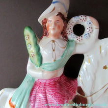 Load image into Gallery viewer, Genuine ANTIQUE Pair of 19th Century Staffordshire Figures Representing War and Peace; c 1870
