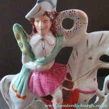 Load image into Gallery viewer, Genuine ANTIQUE Pair of 19th Century Staffordshire Figures Representing War and Peace; c 1870
