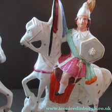 Load image into Gallery viewer, Genuine ANTIQUE Pair of 19th Century Staffordshire Figures Representing War and Peace; c 1870
