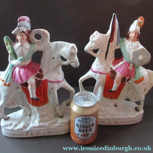 Load image into Gallery viewer, Genuine ANTIQUE Pair of 19th Century Staffordshire Figures Representing War and Peace; c 1870
