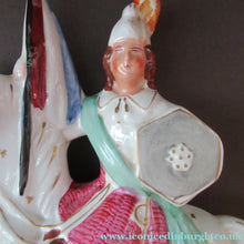 Load image into Gallery viewer, Genuine ANTIQUE Pair of 19th Century Staffordshire Figures Representing War and Peace; c 1870
