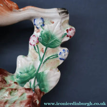 Load image into Gallery viewer, ANTIQUE 1870s Staffordshire Figurine. A Leaping Stag &amp; Dog Spill Vase; Possibly by Sampson Smith
