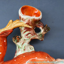 Load image into Gallery viewer, ANTIQUE 1870s Staffordshire Figurine. A Leaping Stag &amp; Dog Spill Vase; Possibly by Sampson Smith
