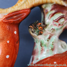 Load image into Gallery viewer, ANTIQUE 1870s Staffordshire Figurine. A Leaping Stag &amp; Dog Spill Vase; Possibly by Sampson Smith
