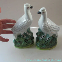Load image into Gallery viewer, 1870s Pair of White Bird Staffordshire Flatback Figurines Antique
