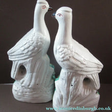 Load image into Gallery viewer, 1870s Pair of White Bird Staffordshire Flatback Figurines Antique
