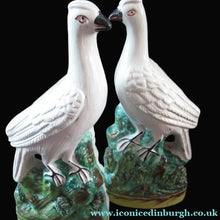 Load image into Gallery viewer, 1870s Pair of White Bird Staffordshire Flatback Figurines Antique
