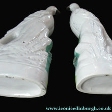 Load image into Gallery viewer, 1870s Pair of White Bird Staffordshire Flatback Figurines Antique
