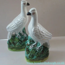 Load image into Gallery viewer, 1870s Pair of White Bird Staffordshire Flatback Figurines Antique
