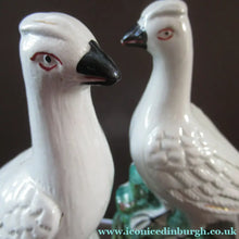Load image into Gallery viewer, 1870s Pair of White Bird Staffordshire Flatback Figurines Antique
