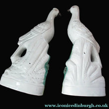Load image into Gallery viewer, 1870s Pair of White Bird Staffordshire Flatback Figurines Antique
