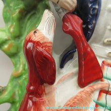 Load image into Gallery viewer, Huge Staffordshire Figurine Spill Vase: Gamekeeper or Hunter with his Retriever Dog
