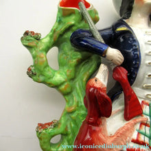 Load image into Gallery viewer, Huge Staffordshire Figurine Spill Vase: Gamekeeper or Hunter with his Retriever Dog
