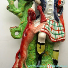 Load image into Gallery viewer, Huge Staffordshire Figurine Spill Vase: Gamekeeper or Hunter with his Retriever Dog
