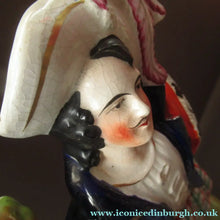 Load image into Gallery viewer, Huge Staffordshire Figurine Spill Vase: Gamekeeper or Hunter with his Retriever Dog
