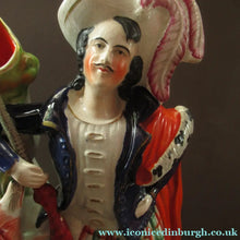 Load image into Gallery viewer, Huge Staffordshire Figurine Spill Vase: Gamekeeper or Hunter with his Retriever Dog

