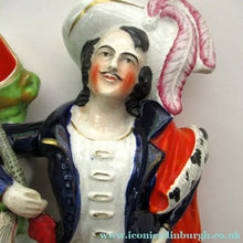 Load image into Gallery viewer, Huge Staffordshire Figurine Spill Vase: Gamekeeper or Hunter with his Retriever Dog
