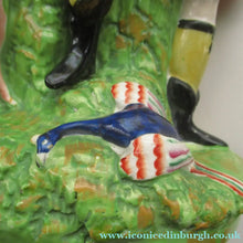 Load image into Gallery viewer, Huge Staffordshire Figurine Spill Vase: Gamekeeper or Hunter with his Retriever Dog

